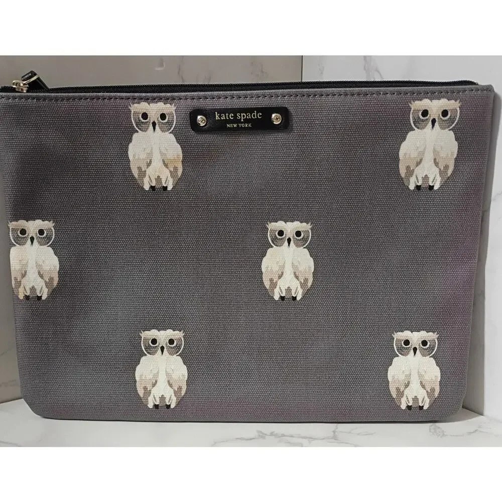 KATE SPADE NEW YORK Large Daycation Painterly Owls Pouch - EUC
